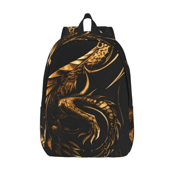 Vsdgher Golden Dragon Tattoo Art Print Canvas Backpack Travel Rucksack Unisex Knapsack 15.7/17.7Inch Laptop Backpack for Work,College -Medium