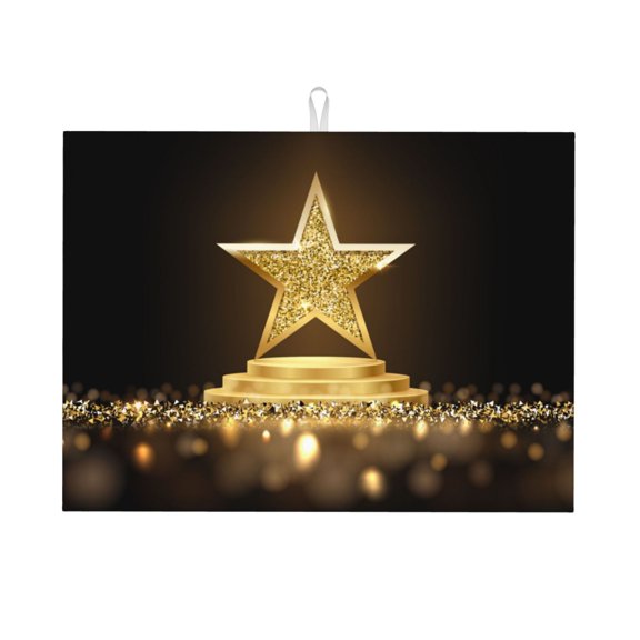 Vsdgher Golden Glitter And Light Dish Drying Mat Super Absorbent Drying Mat Large Dish Drying Mats for Kitchen Counter Kitchen Drying Mat 24" x 18"