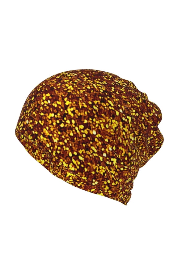 Golden Glitter Slouchy Beanie Hat for Men/Women, Skull Cap Chemo Cap Night Sleeping Cap