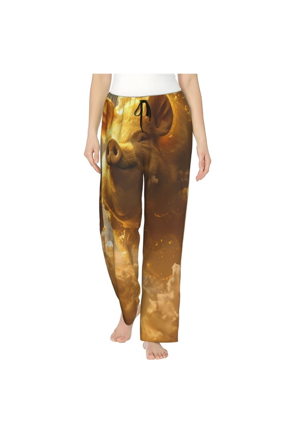 Golden Pig Cloud Fantasy Women’s Womens Pajama Pants, Lounge Wide Leg PantsLounge Pants,Sleep Bottoms, Lounge for Women-Small