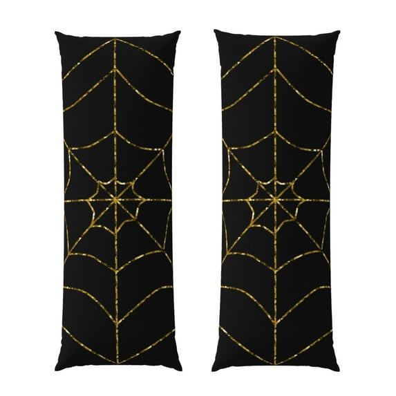 Vsdgher Golden Spider Web Body Pillow Cover, Pillowcases with Hidden Zipper Breathable Long Pillow Case (Pillows are not included,20x54 inch)