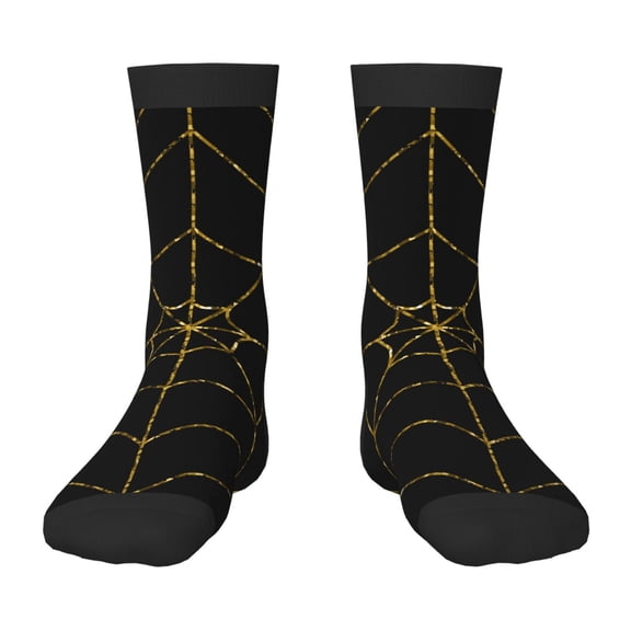Vsdgher Golden Spider Web Pattern Kids Socks Boys Girl Crew Athletic Half Sport Running Breathable Socks Lightweight Stretch Crew Socks