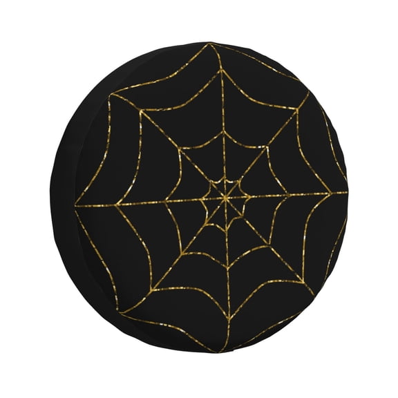 Vsdgher Golden Spider Web for Spare Tire Cover, Tire Wheel Protector Wheel Cover Fit for Truck,Trailer,RV,SUV,Camper and Most Vehicle-14 inch