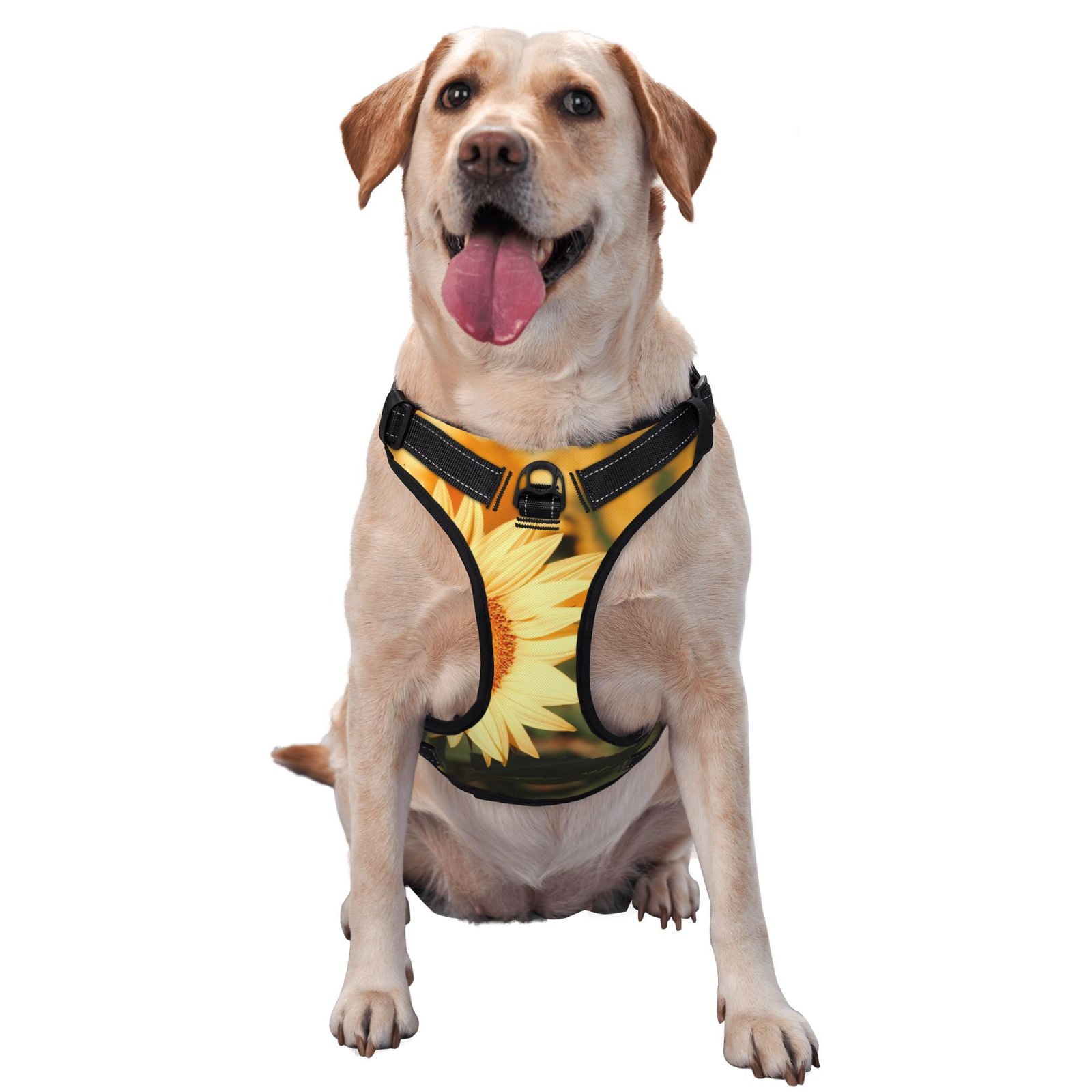 Vsdgher Golden Sunflower In Field Dog Harness, No-Pull Pet Harness, Dog Vest, Pet Vest for Small to Large Dogs-Small