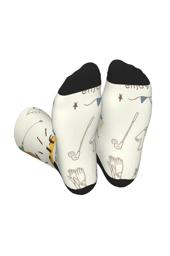 Golf Icons And Golfer Unisex Crew Socks Lightweight Breathable Ventilation Ankle Socks, Mid-calf socks for Daily