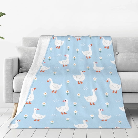 Vsdgher Goose White Flowers Ultra-Soft Micro flannel Blanket Throw Blankets for Couch Sofa, Bed (4 sizes)-60"x50"