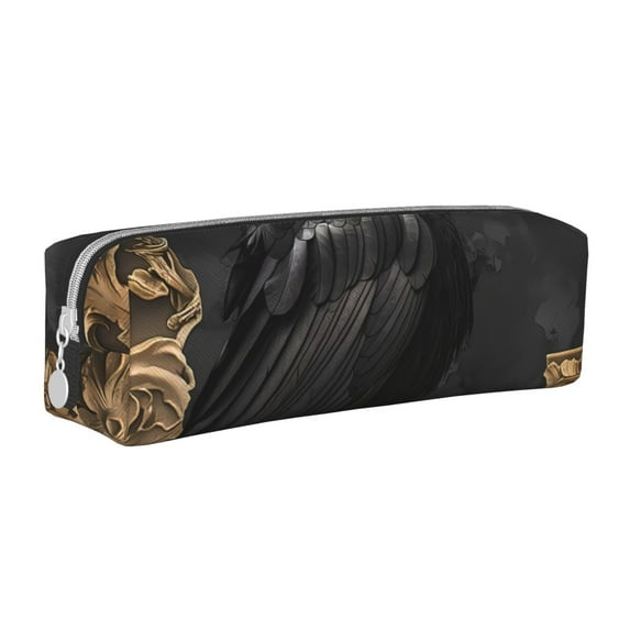Vsdgher Gothic Raven Portrait Leather Pencil Case, Makeup Pouch, Zipper Pouch for Daily Essentials, Storage Organizer, Cosmetics and Stationary Bag