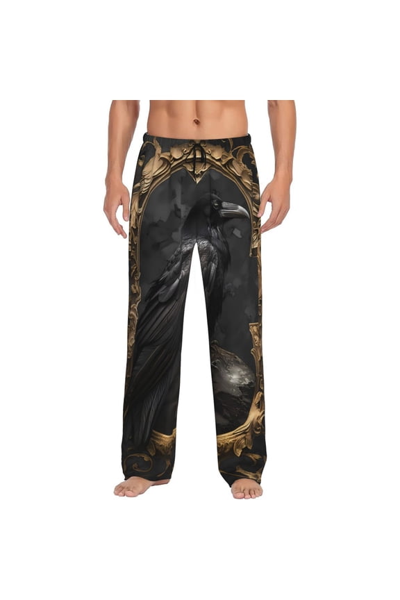 Gothic Raven Portrait Mens Pajama Pants Sleep & Lounge Pants, PJ Pants-XX-Large