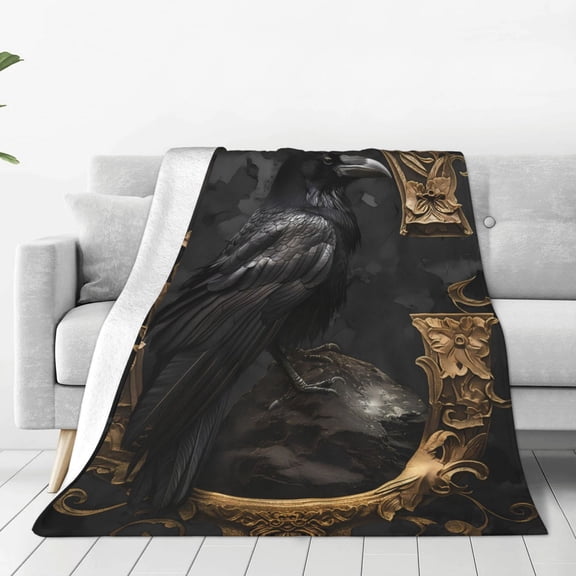 Vsdgher Gothic Raven Portrait Ultra-Soft Micro flannel Blanket Throw Blankets for Couch Sofa, Bed (4 sizes)-50"x40"