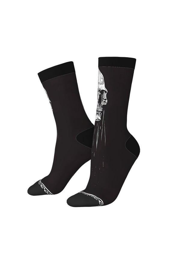 Gothic Skull Drape Crew Socks for Men & Women, Breathable Casual Athletic Ankle Socks