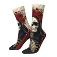 thumbnail image 1 of Vsdgher Gothic Skull With Roses Crew Socks for Men & Women, Breathable Casual Athletic Ankle Socks, 1 of 6