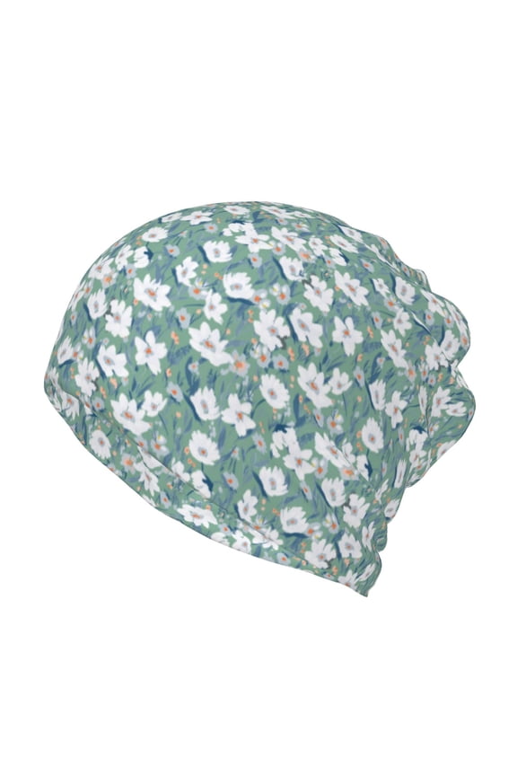 Gouache Flowers Slouchy Beanie Hat for Men/Women, Skull Cap Chemo Cap Night Sleeping Cap