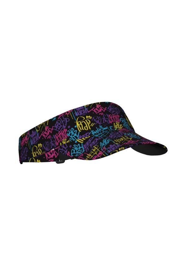 Graffiti Art Print Adult Sunscreen Visor Cap,1 Piece of Sport Sun Visor Hats Adjustable Sun Hat for Outdoor Activities Fits for Women and Men (One Size)