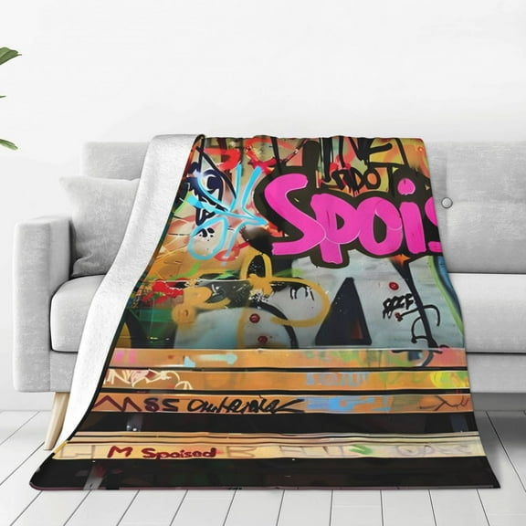 Vsdgher Graffiti Lamp Urban Scene Ultra-Soft Micro flannel Blanket Throw Blankets for Couch Sofa, Bed (4 sizes)-40"x30"