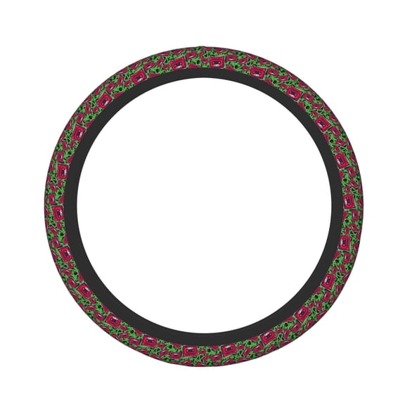 Vsdgher Graffiti Tape Pattern Elastic Car Steering Wheel Cover,Car Wheel Cover Protector Car Accessory for Steering Wheel with a Diameter of 14.5"-15"