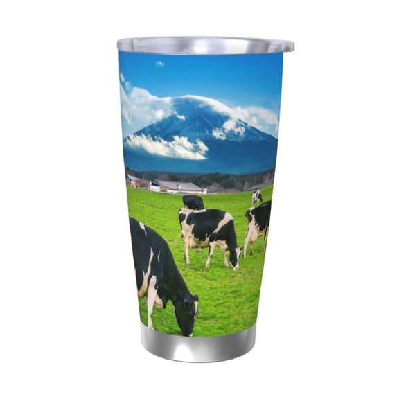 Vsdgher Grazing Cows Mountain View 20 Oz Stainless Steel Vacuum Insulated, Travel Mug Coffee Cup for Home, Office, Outdoor Works Great for Ice Drinks and Hot Beverage -Without Straw
