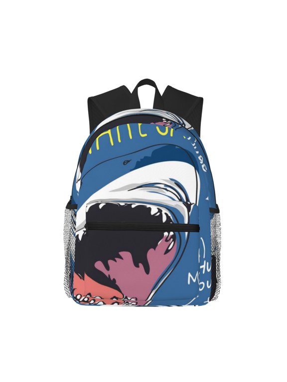 Great White Shark Print Unisex Large Capacity Bookbag Schoolbag Casual Daypack for High School/College/Teens/Travel/Work