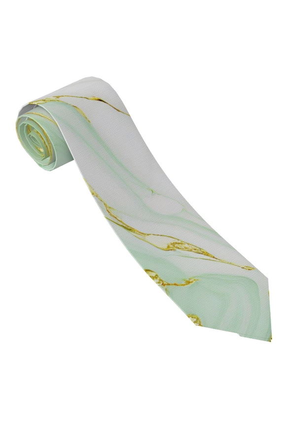 Green And Gold Abstract Marble Print Ties for Men 4.7" Formal Necktie Wedding Accessory Men's Business Ties for Wedding Bussiness Work