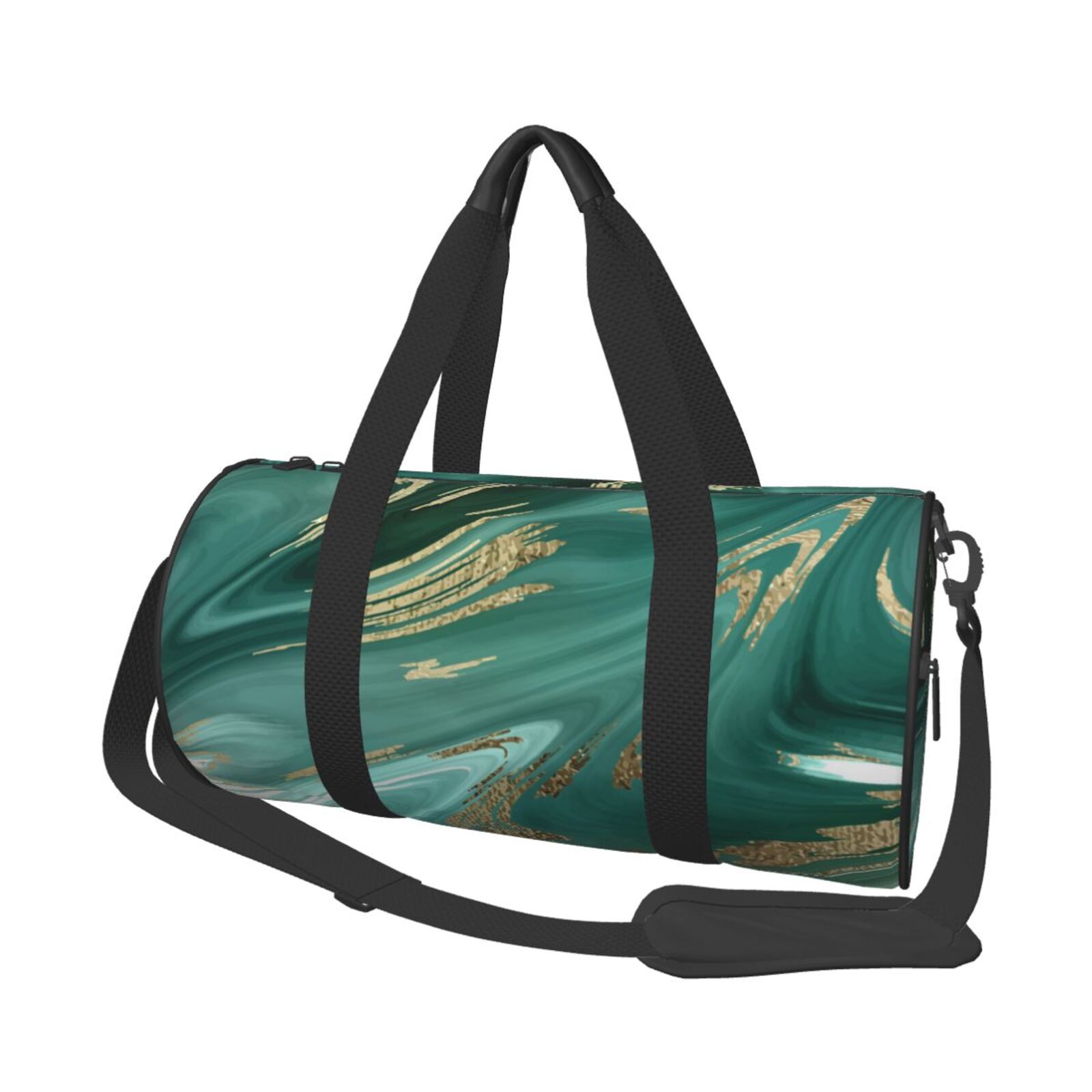 Vsdgher Green And Gold Marble 45L Foldable Duffel Bag, Sports Gym Bag,Overnight Bag, Portable Weekender Bag for Airplanes