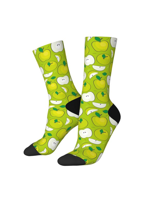Green Apple Crew Socks for Men & Women, Breathable Casual Athletic Ankle Socks