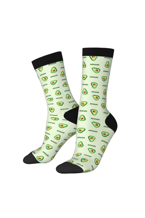 Green Avocado Crew Socks for Men & Women, Breathable Casual Athletic Ankle Socks