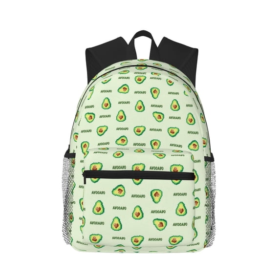Vsdgher Green Avocado Print Unisex Large Capacity Bookbag Schoolbag Casual Daypack for High School/College/Teens/Travel/Work