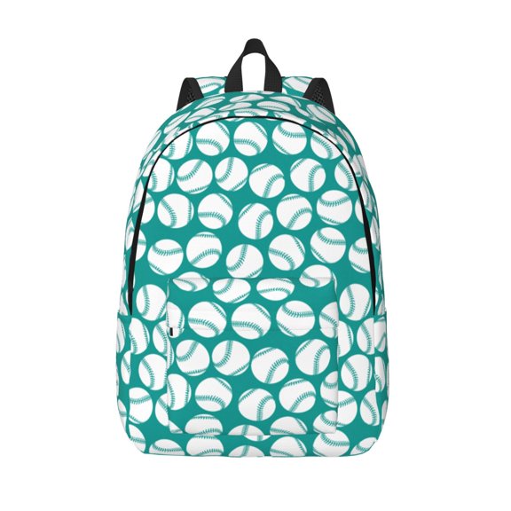 Vsdgher Green Baseball Print Canvas Backpack Travel Rucksack Unisex Knapsack 15.7/17.7Inch Laptop Backpack for Work,College -Medium
