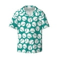 thumbnail image 1 of Vsdgher Green Baseball Print Men's Wrinkle Free Untucked Cuban Shirt Business Casual Button Down Shirts Short Sleeve Shirt, 1 of 7