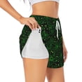 thumbnail image 1 of Vsdgher Green Bright Web with Spiders Print Women's Running Double Layer Shorts High Waisted with Pockets Elastic Yoga Workout Athletic Gym Sports, 1 of 8
