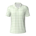 thumbnail image 1 of Vsdgher Green Checkboard Print Men's Short Sleeve Stretch Polo Shirt, Moisture-Wicking Performance Polo Shirt, 1 of 8