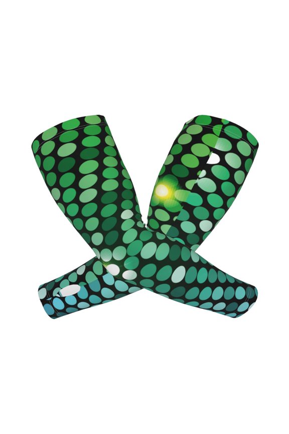 Green Disco Lights Pattern Cooling Arm Sleeves for Men & Women, Breathable, UV Sun Protection, Sports Arm Sleeves for Women, Men & Youth