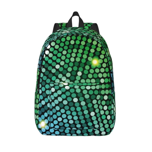 Vsdgher Green Disco Lights Print Canvas Backpack Travel Rucksack Unisex Knapsack 15.7/17.7Inch Laptop Backpack for Work,College -Medium