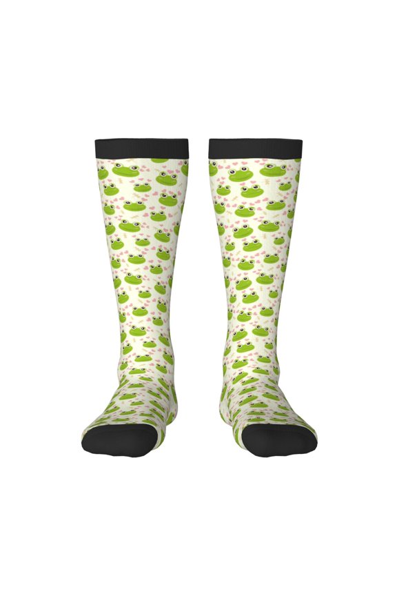 Green Frog Knee Socks, High Socks Long Stretchy Sock Women Knee High Stocking, Long Socks for Women