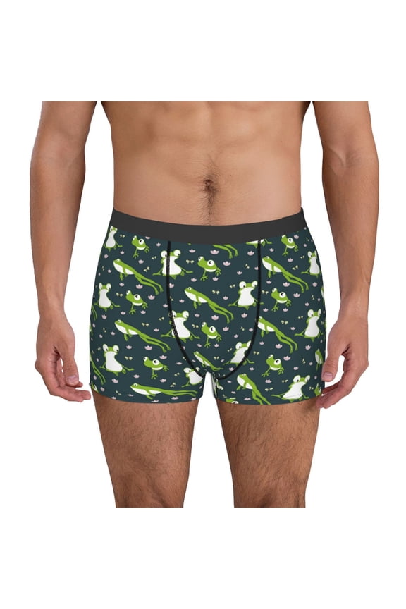 Green Frogs Pattern Men's Boxer Brief Underwear,Soft Funny Underwear for Men-Medium