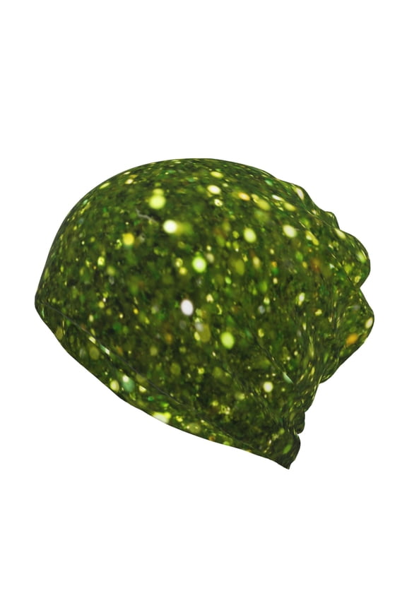 Green Glitter Sparkle Slouchy Beanie Hat for Men/Women, Skull Cap Chemo Cap Night Sleeping Cap