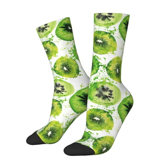 Vsdgher Green Kiwi Crew Socks for Men & Women, Breathable Casual Athletic Ankle Socks
