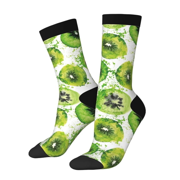 Vsdgher Green Kiwi Crew Socks for Men & Women, Breathable Casual Athletic Ankle Socks