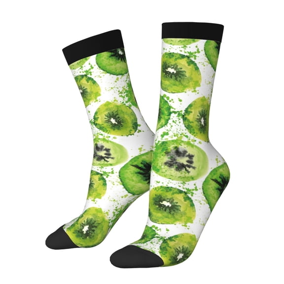Vsdgher Green Kiwi Crew Socks for Men & Women, Breathable Casual Athletic Ankle Socks