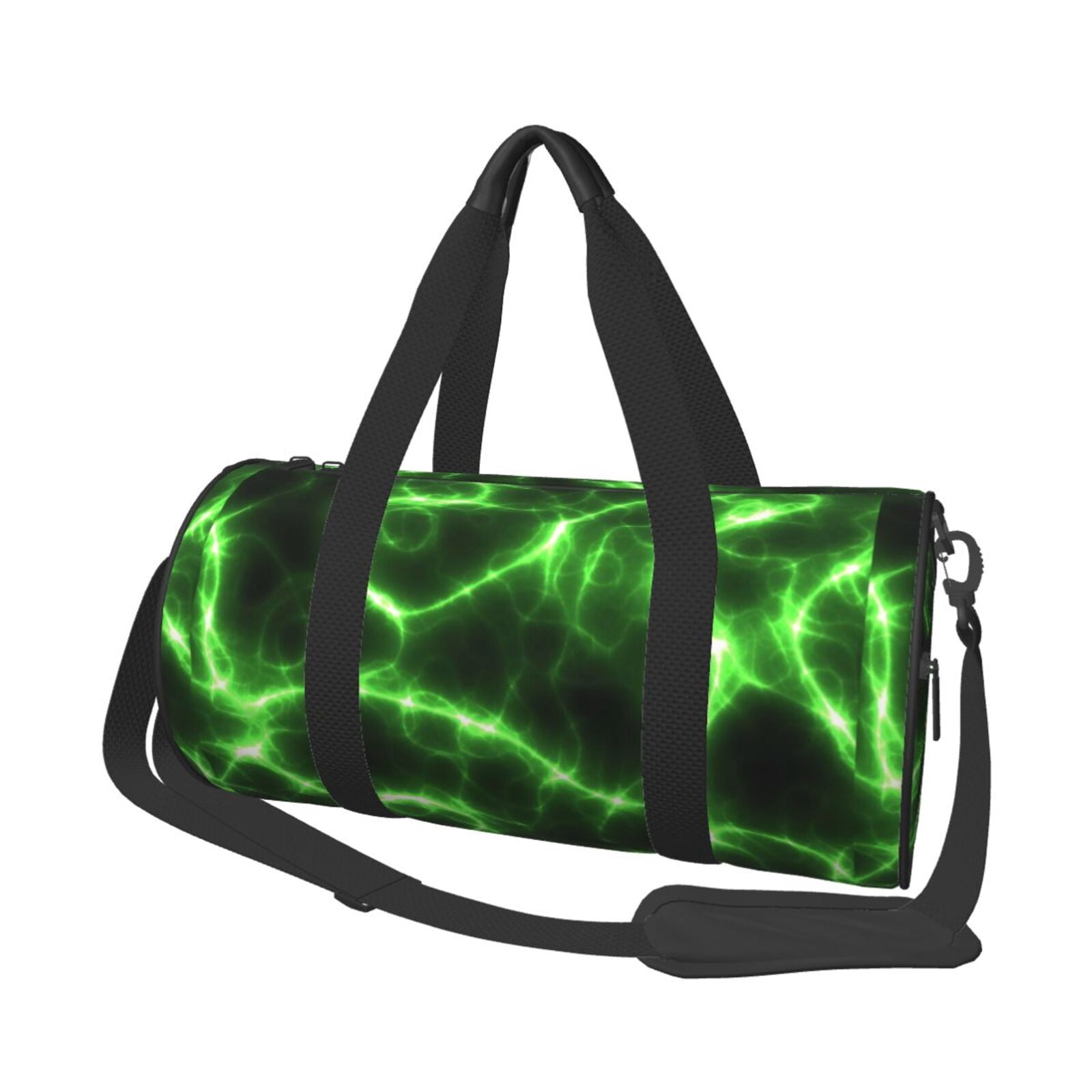Vsdgher Green Lightning 45L Foldable Duffel Bag, Sports Gym Bag,Overnight Bag, Portable Weekender Bag for Airplanes