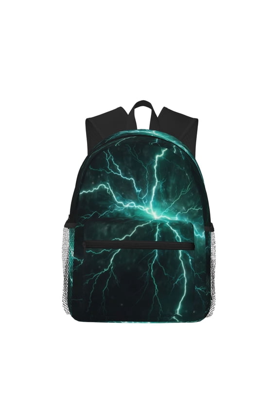 Green Lightning Flash Unisex Large Capacity Bookbag, Schoolbag, Casual Daypack for High School, College, Teens, Travel, Work