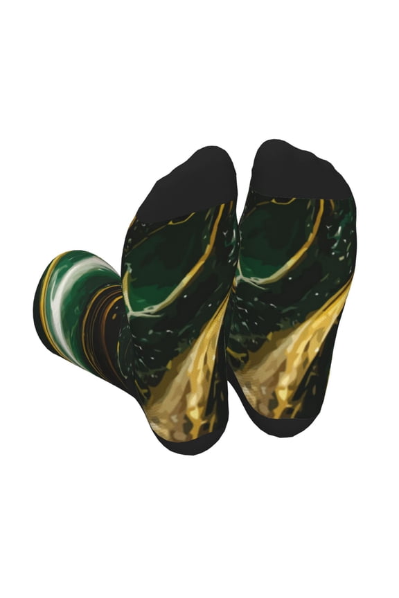 Green Marble Unisex Crew Socks Lightweight Breathable Ventilation Ankle Socks, Mid-calf socks for Daily