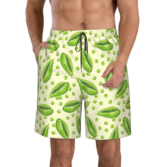 Vsdgher Green Peas Men's Beach Shorts, Surfing shorts, Swim trunks, Quick Dry Swim Trunks for Surfing Beach Fun -Medium