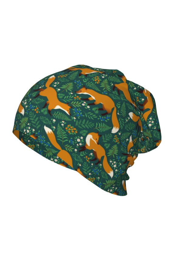 Green Plants with Fox Toddler Beanie Baby Boys Girls Beanies Kids Winter Hats Children Knit Warm Caps