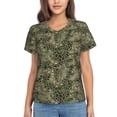 thumbnail image 1 of Vsdgher Green Snake Skin Women Shirts V Neck Short Sleeve Tops T-Shirt Basic Tees, S to 3XLSmall, 1 of 5
