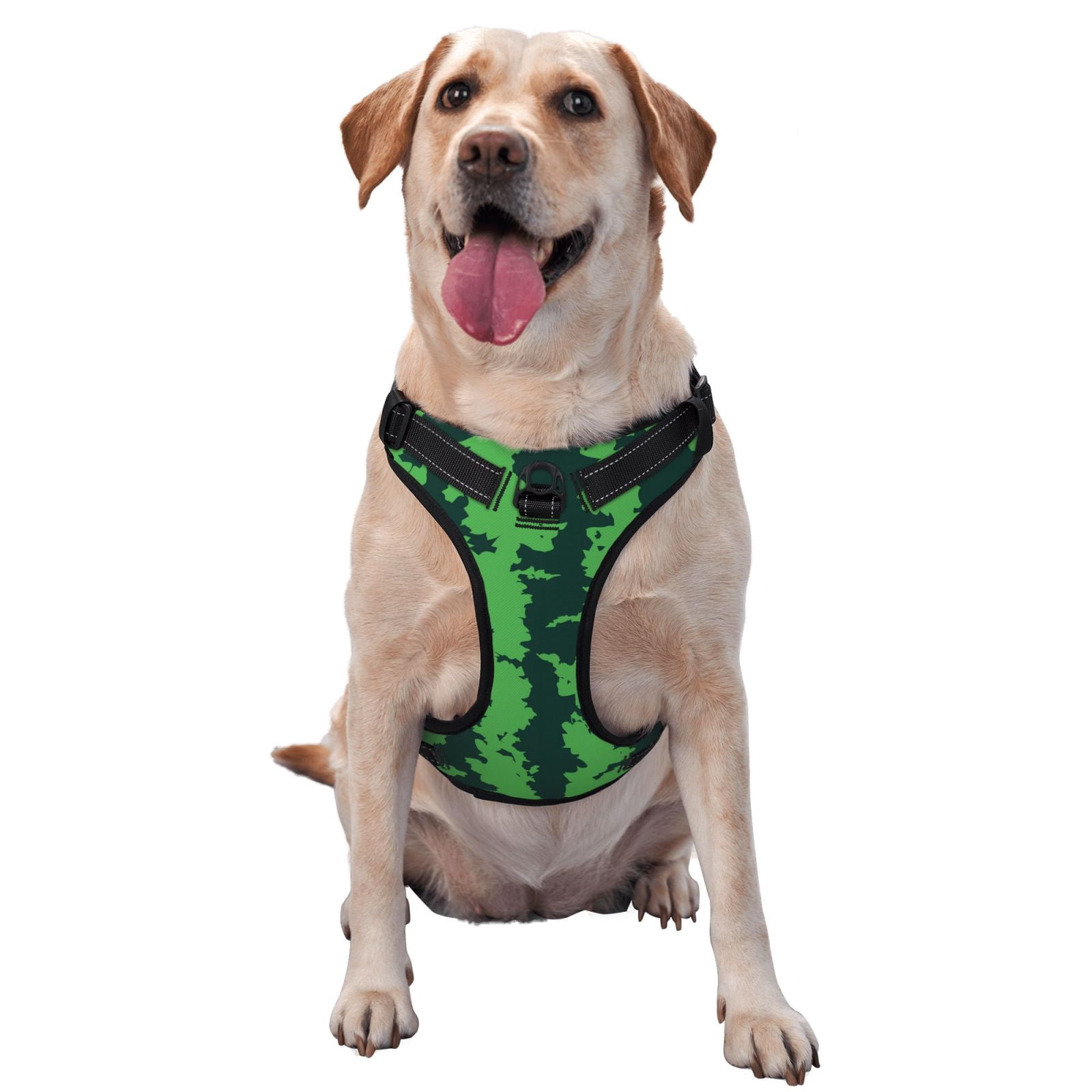 Vsdgher Green Stripes Of Watermelon Dog Harness, No-Pull Pet Harness, Dog Vest, Pet Vest for Small to Large Dogs-X-Large