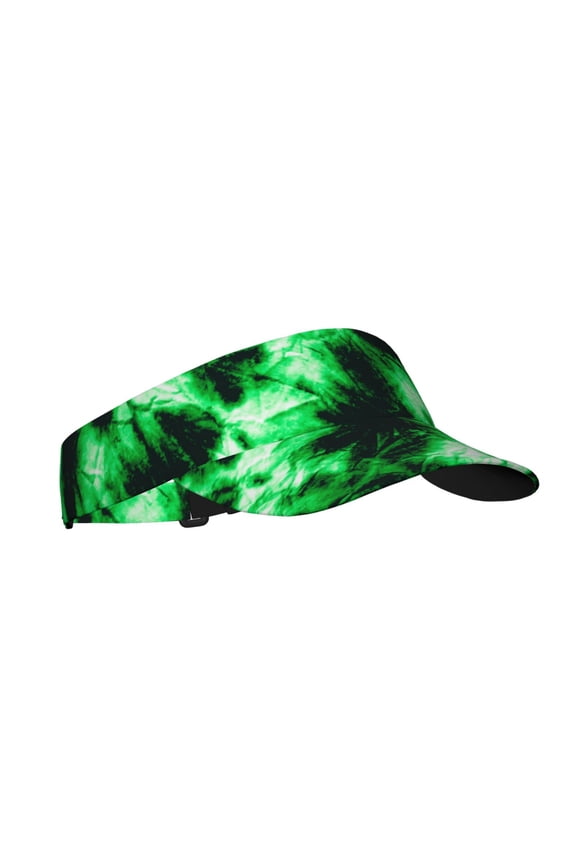 Green Tie Dye Print Adult Sunscreen Visor Cap,1 Piece of Sport Sun Visor Hats Adjustable Sun Hat for Outdoor Activities Fits for Women and Men (One Size)