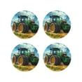 thumbnail image 1 of Vsdgher Green Tractor Field Leather Coasters for Drinks, Durable Drink Coasters 4 Set for Tabletop Protection, Luxurious Home Décor and Housewarming Gift-Round Shape, 1 of 6