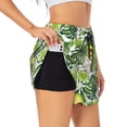 thumbnail image 1 of Vsdgher Watercolor Green Tropical Print Women's Running Double Layer Shorts High Waisted with Pockets Elastic Yoga Workout Athletic Gym Sports, 1 of 8