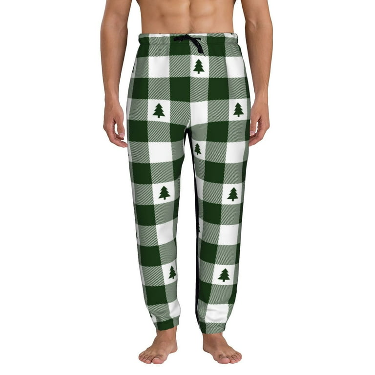 Vsdgher Green White Lumberjack Plaid Sweatpants for Men Joggers for Men Athletic Pants Men s Lounge Pants for Workout Jogger Sweatpants X Large