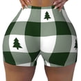 thumbnail image 1 of Vsdgher Green White Lumberjack Plaid print Workout Shorts for Women Seamless Soft Smooth Gym Yoga Scrunch Active Exercise Fitness Shorts, 1 of 8